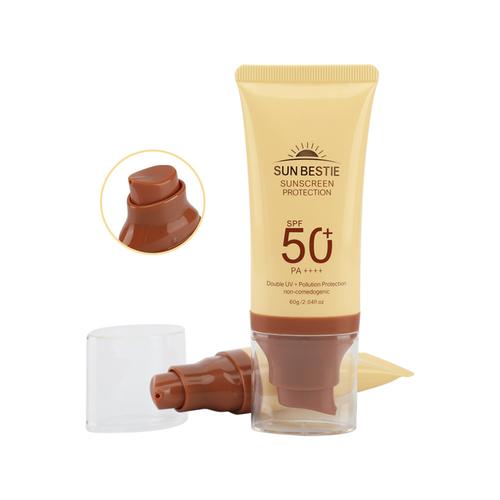 50ml扁泵头管防晒霜化妆品包装 塑料软管包材烫金丝印粉底液软管